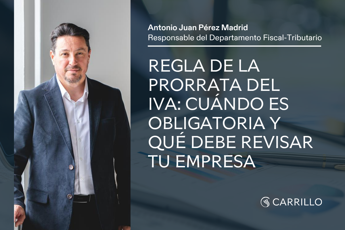 Antonio Juan Pérez Madrid en portada sobre la regla de la prorrata del IVA